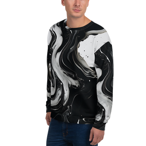 Black and White Fluid Art All-Over Print Unisex Sweatshirt