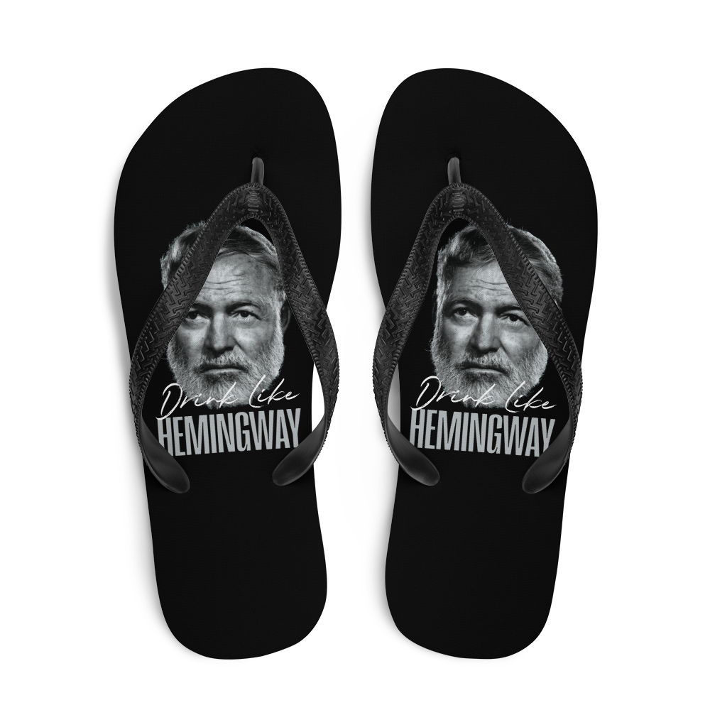 Drink Like Hemingway Portrait Flip Flops