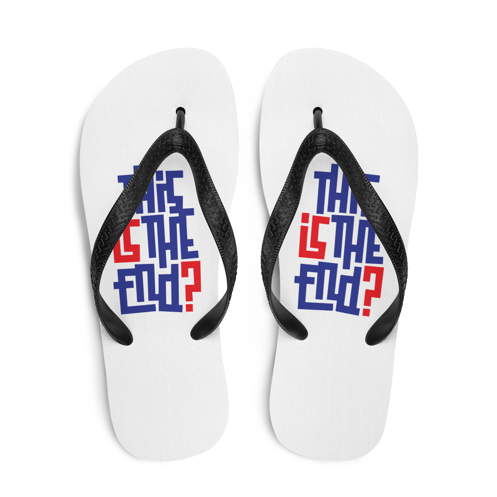 IS/THIS IS THE END? Navy Red Flip Flops