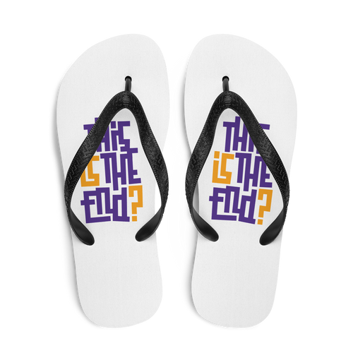 IS/THIS IS THE END? Purple Yellow Flip Flops
