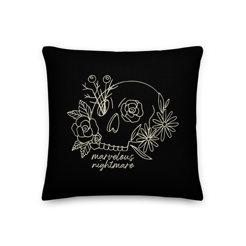 Marvelous Nightmare Flower Skull Square Premium Pillow by Design Express