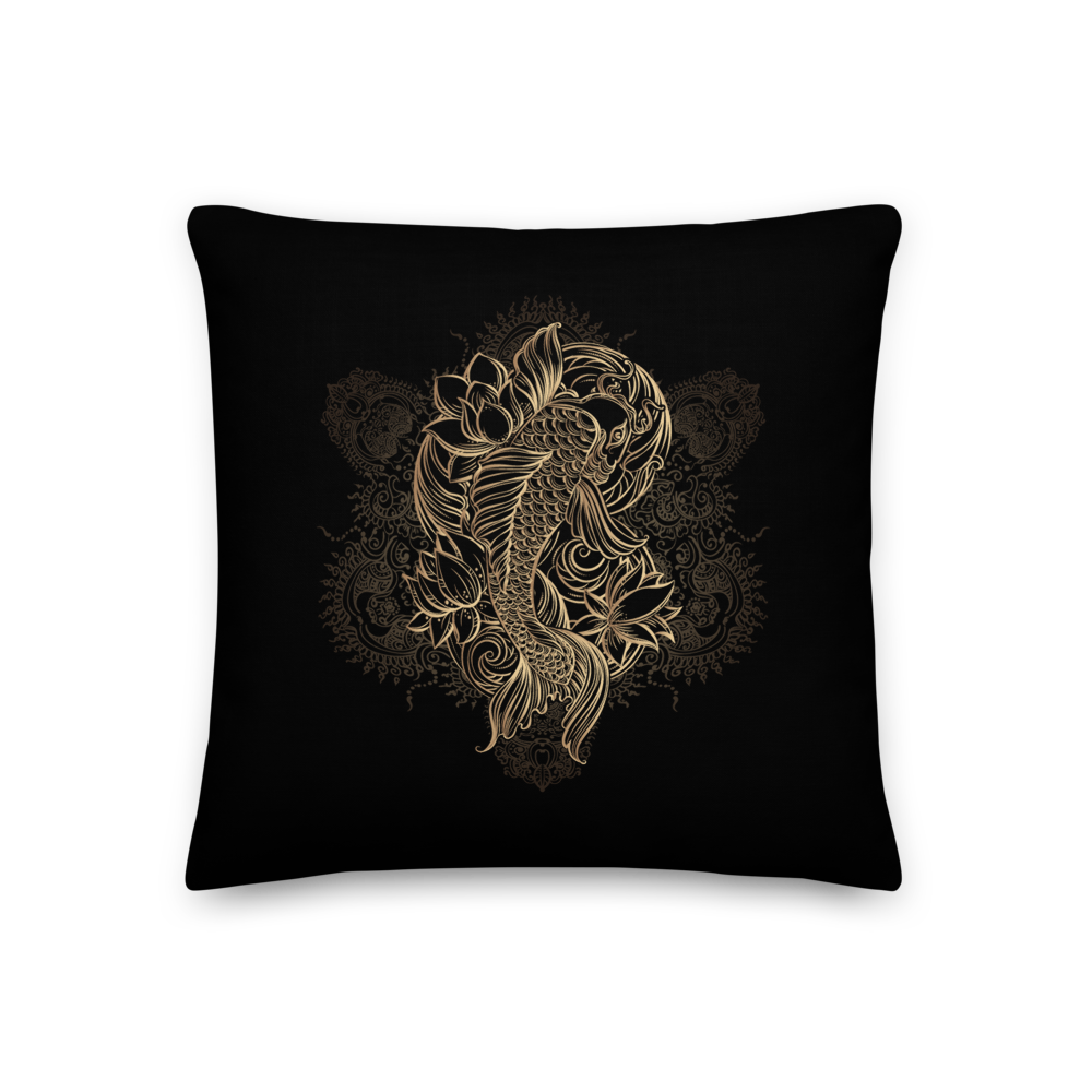 18″×18″ Gold Koi Fish Premium Pillow by Design Express