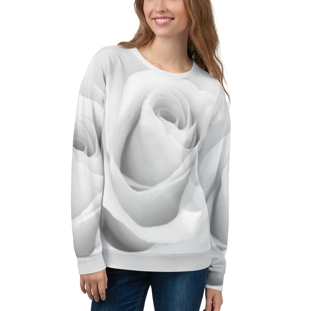 XS White Rose Unisex Sweatshirt by Design Express