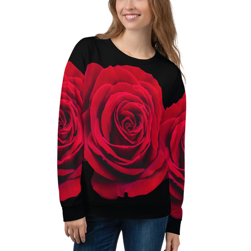 XS Charming Red Rose Unisex Sweatshirt by Design Express