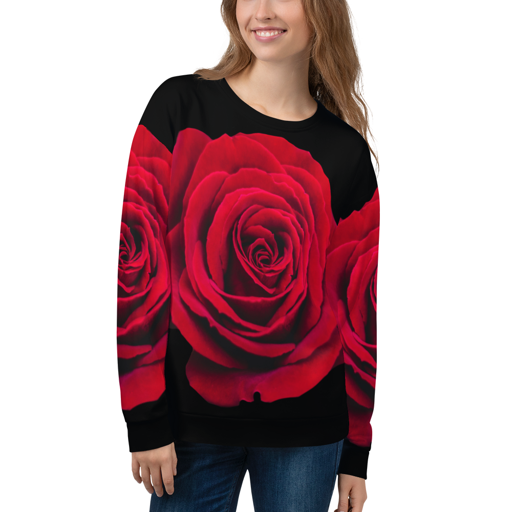 XS Charming Red Rose Unisex Sweatshirt by Design Express
