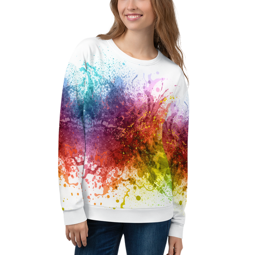 XS Rainbow Paint Splash Unisex Sweatshirt by Design Express