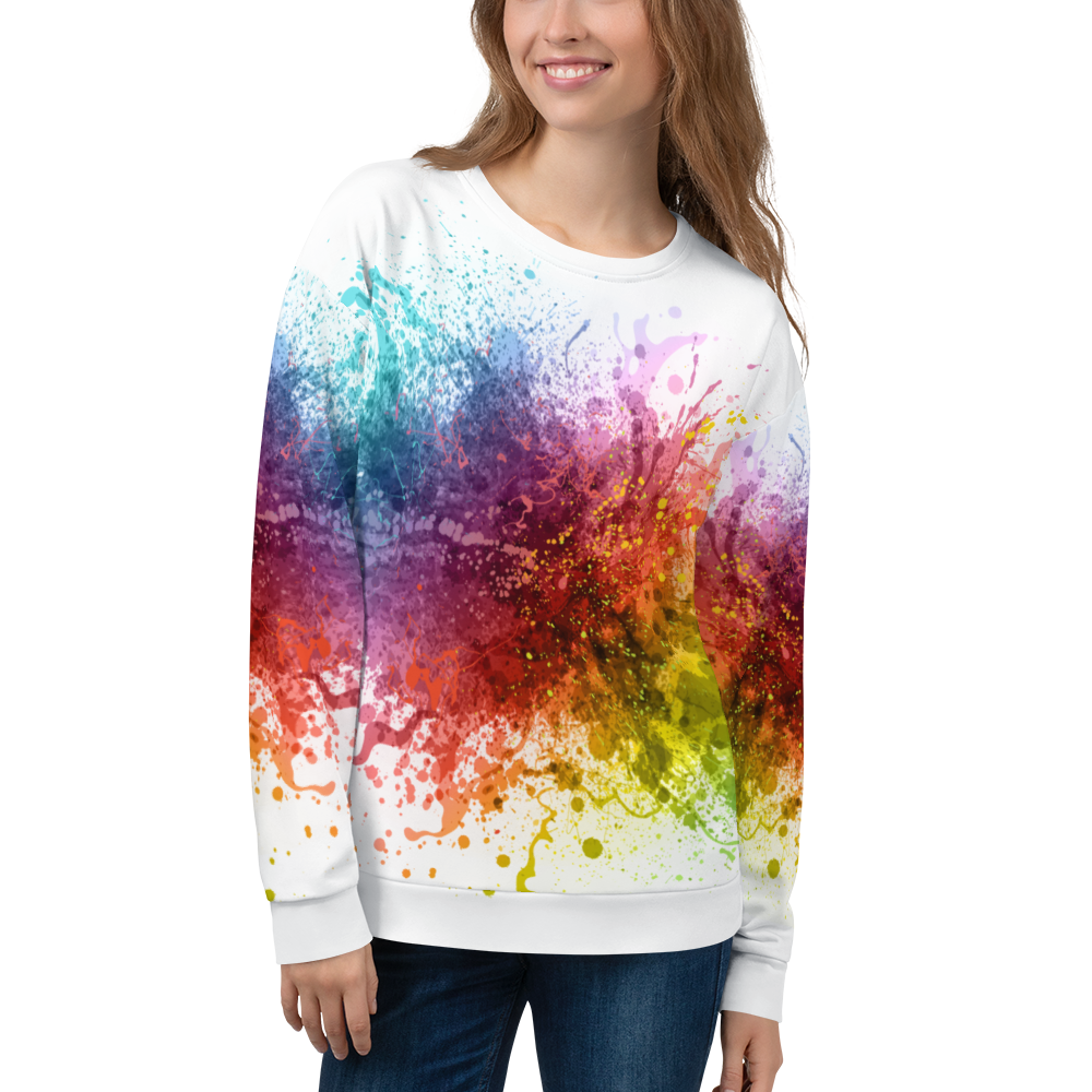 XS Rainbow Paint Splash Unisex Sweatshirt by Design Express