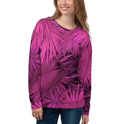 XS Pink Palm Unisex Sweatshirt by Design Express