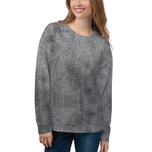 XS Soft Grey Fur Print Unisex Sweatshirt by Design Express