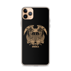 iPhone 11 Pro Max United States Of America Eagle Illustration Reverse Gold iPhone Case iPhone Cases by Design Express