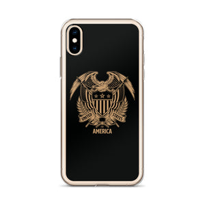 United States Of America Eagle Illustration Reverse Gold iPhone Case iPhone Cases by Design Express