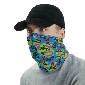Green Blue Violet Camo Neck Gaiter Masks by Design Express
