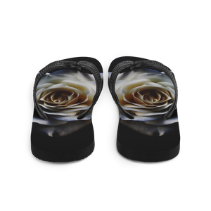 White Rose on Black Flip-Flops by Design Express