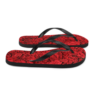 Red Rose Pattern Flip-Flops by Design Express