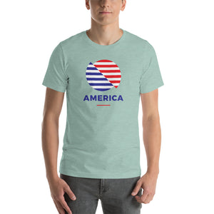 Heather Prism Dusty Blue / S America "The Rising Sun" Short-Sleeve Unisex T-Shirt by Design Express
