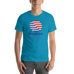 Aqua / S America "The Rising Sun" Short-Sleeve Unisex T-Shirt by Design Express