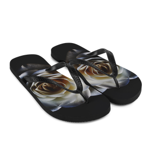 White Rose on Black Flip-Flops by Design Express