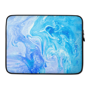 15 in Blue Watercolor Marble Laptop Sleeve by Design Express