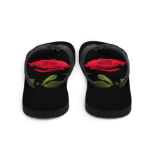 Red Rose on Black Flip-Flops by Design Express