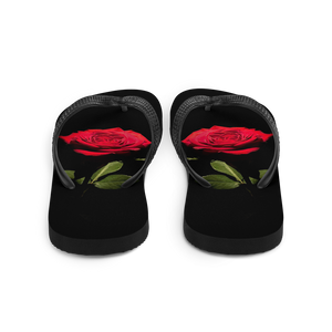 Red Rose on Black Flip-Flops by Design Express