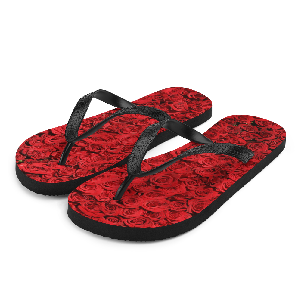 S Red Rose Pattern Flip-Flops by Design Express