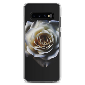 Samsung Galaxy S10+ White Rose on Black Samsung Case by Design Express
