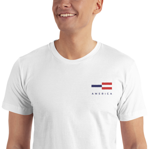 S America Tower Pattern Embroidered T-Shirt by Design Express