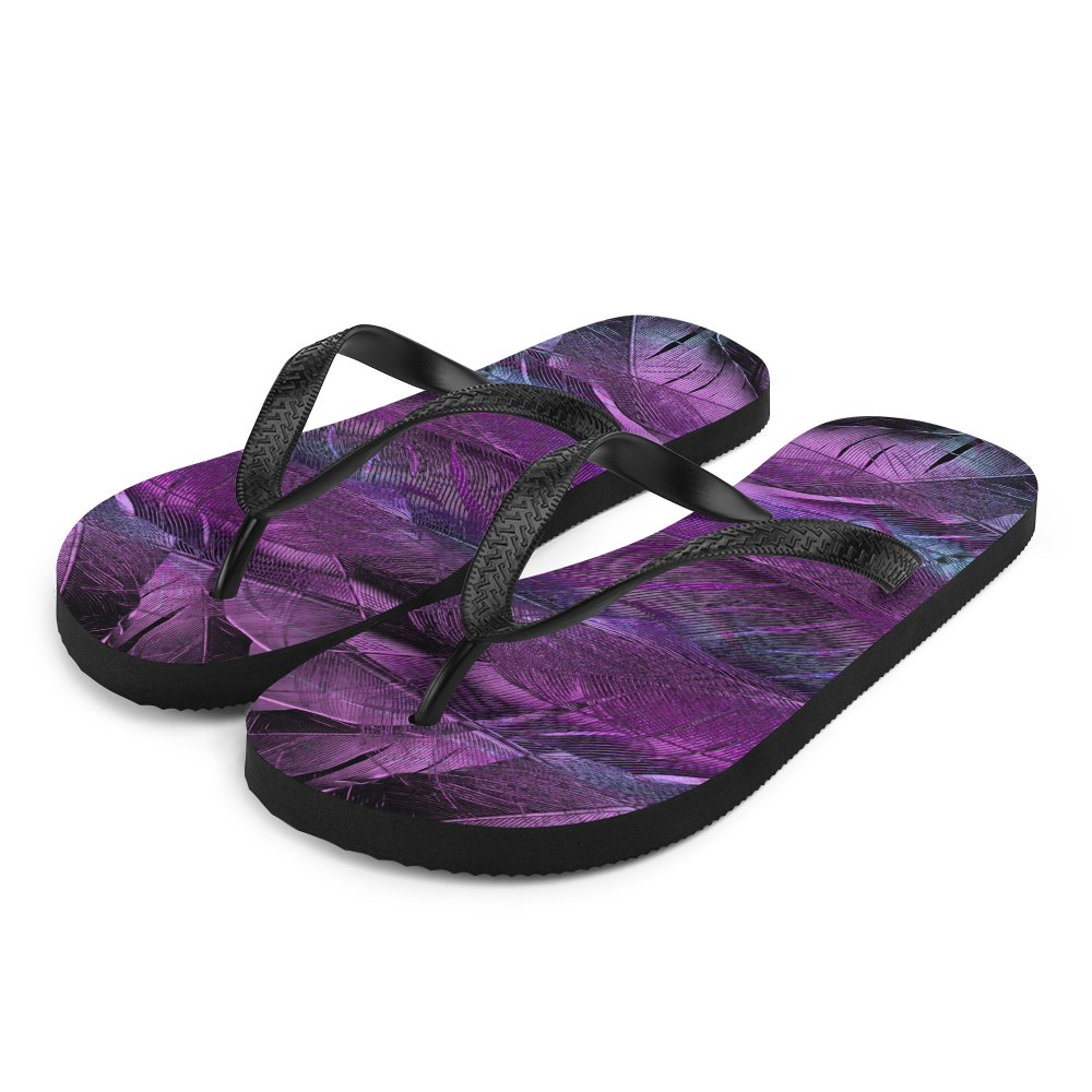 S Purple Feathers Flip-Flops by Design Express