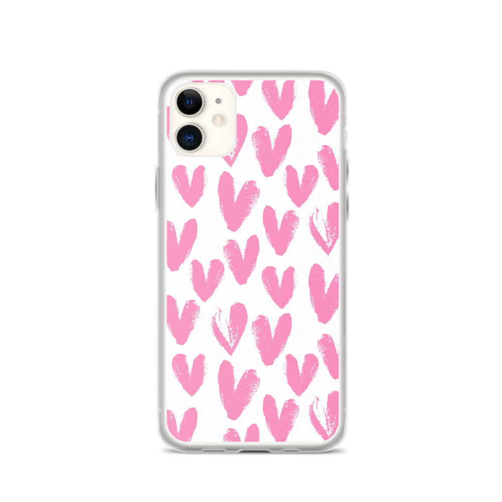 iPhone 11 Pink Heart Pattern iPhone Case by Design Express
