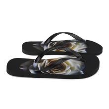 White Rose on Black Flip-Flops by Design Express