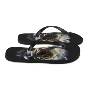 White Rose on Black Flip-Flops by Design Express