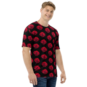 Charming Red Rose Small Pattern Men's T-shirt by Design Express