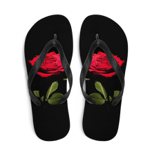 Red Rose on Black Flip-Flops by Design Express