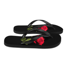 Red Rose on Black Flip-Flops by Design Express