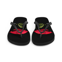 Red Rose on Black Flip-Flops by Design Express