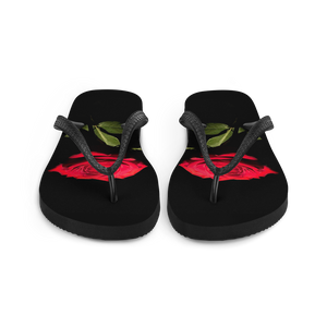 Red Rose on Black Flip-Flops by Design Express