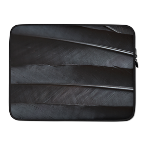 15 in Black Feathers Laptop Sleeve by Design Express
