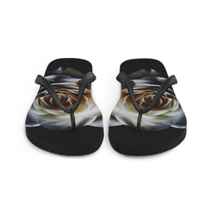 White Rose on Black Flip-Flops by Design Express