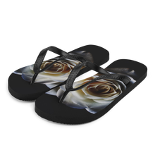 S White Rose on Black Flip-Flops by Design Express