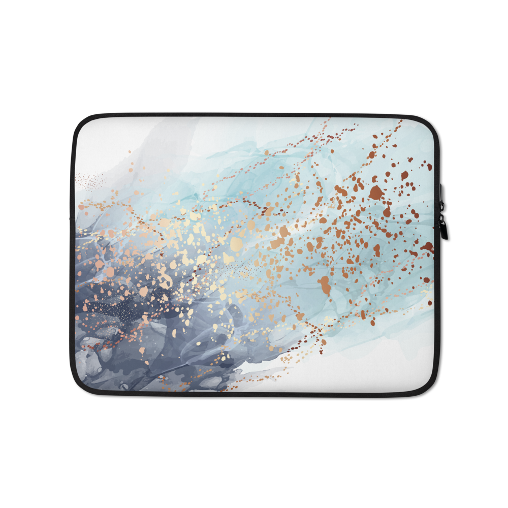 13 in Soft Blue Gold Laptop Sleeve by Design Express
