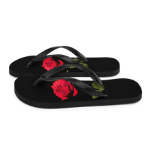 Red Rose on Black Flip-Flops by Design Express