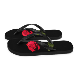 Red Rose on Black Flip-Flops by Design Express