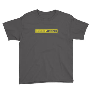 Charcoal / XS I Reached lLevel 13 Loading Youth Short Sleeve T-Shirt by Design Express