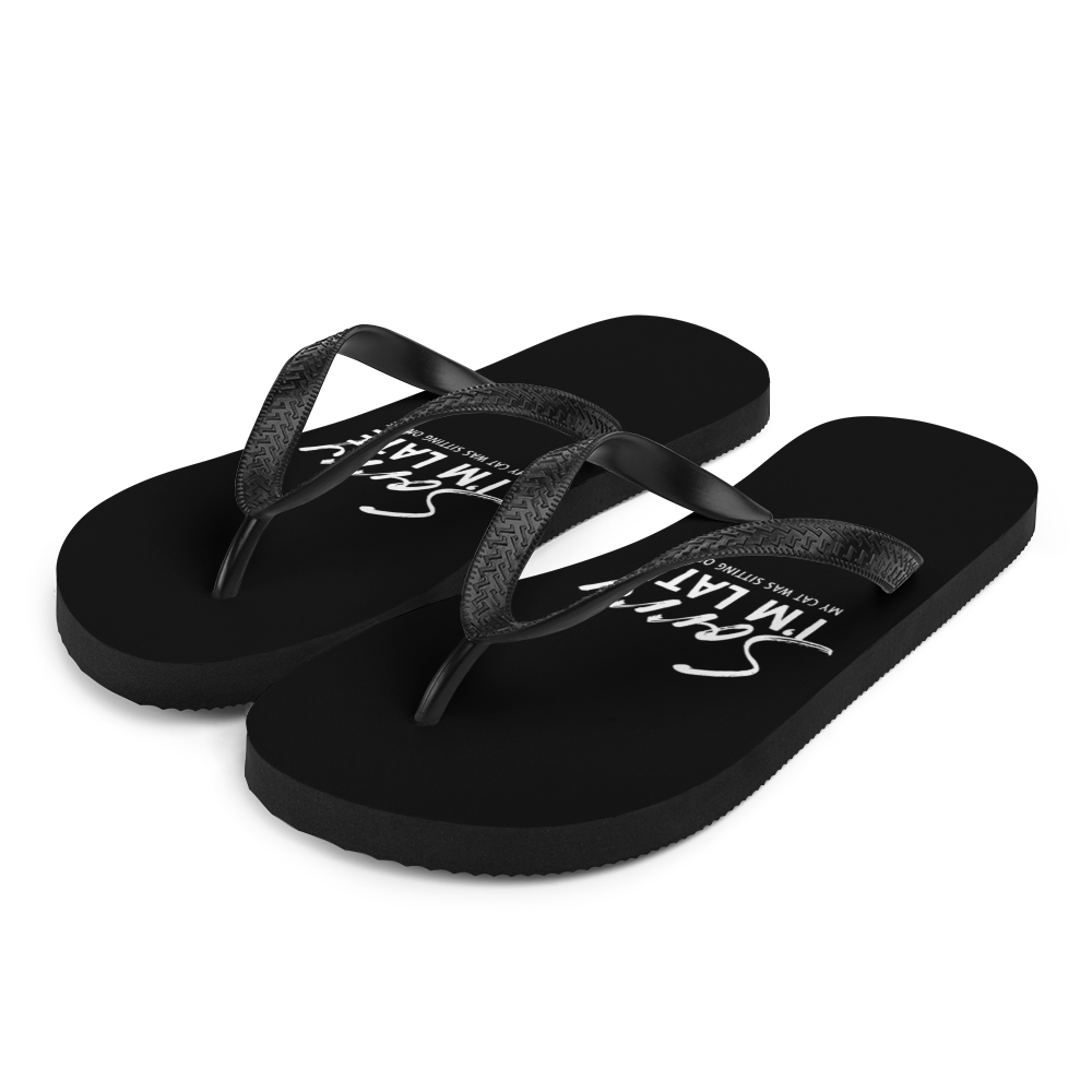 S Sorry I'm Late (Funny Cat Lover) Flip-Flops by Design Express