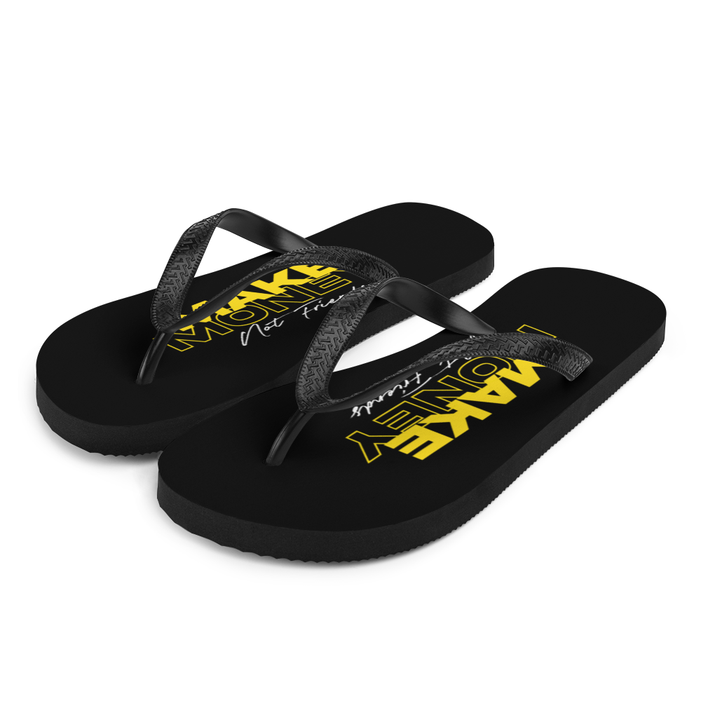 S Make Money Not Friends Typography Flip Flops by Design Express