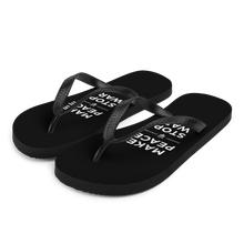 S Make Peace Stop War (Support Ukraine) Black Flip Flops by Design Express