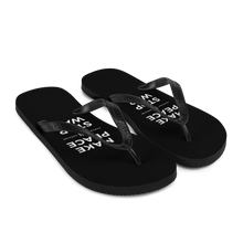 Make Peace Stop War (Support Ukraine) Black Flip Flops by Design Express