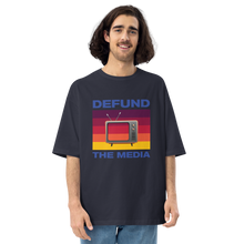 Navy / S Defund the Media color Unisex Oversized T-Shirt by Design Express