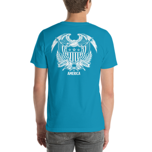 United States Of America Eagle Illustration Reverse Backside Short-Sleeve Unisex T-Shirt by Design Express