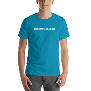 Aqua / S United States Of America Eagle Illustration Reverse Backside Short-Sleeve Unisex T-Shirt by Design Express